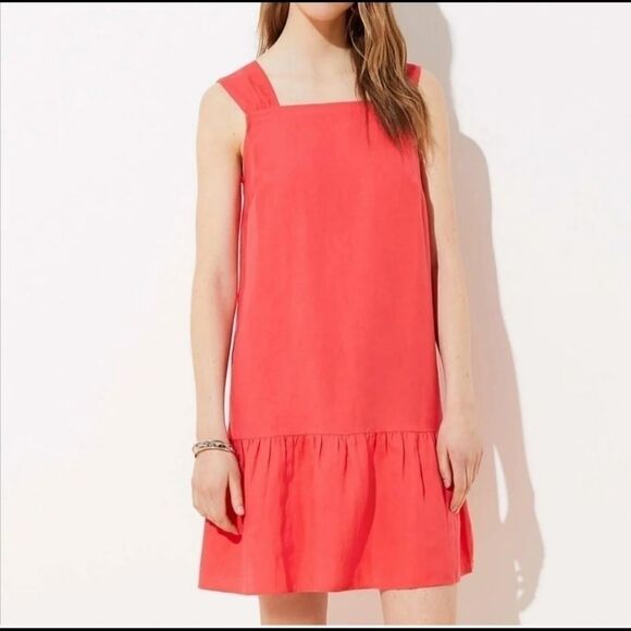 Loft sleevless linen blend mini flounce dress size small - Picture 1 of 7